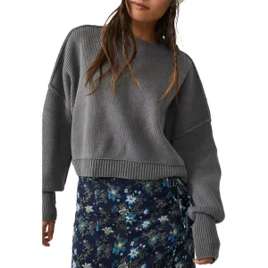 Custom Wholesale 100%Cotton Women's Solid Crew Neck Knit Pullover Sweater | OEM/ODM Sweater Manufacturer