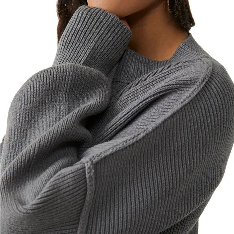 Custom Wholesale 100%Cotton Women's Solid Crew Neck Knit Pullover Sweater | OEM/ODM Sweater Manufacturer