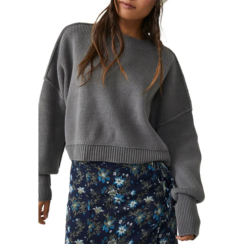 Custom Wholesale 100%Cotton Women's Solid Crew Neck Knit Pullover Sweater | OEM/ODM Sweater Manufacturer