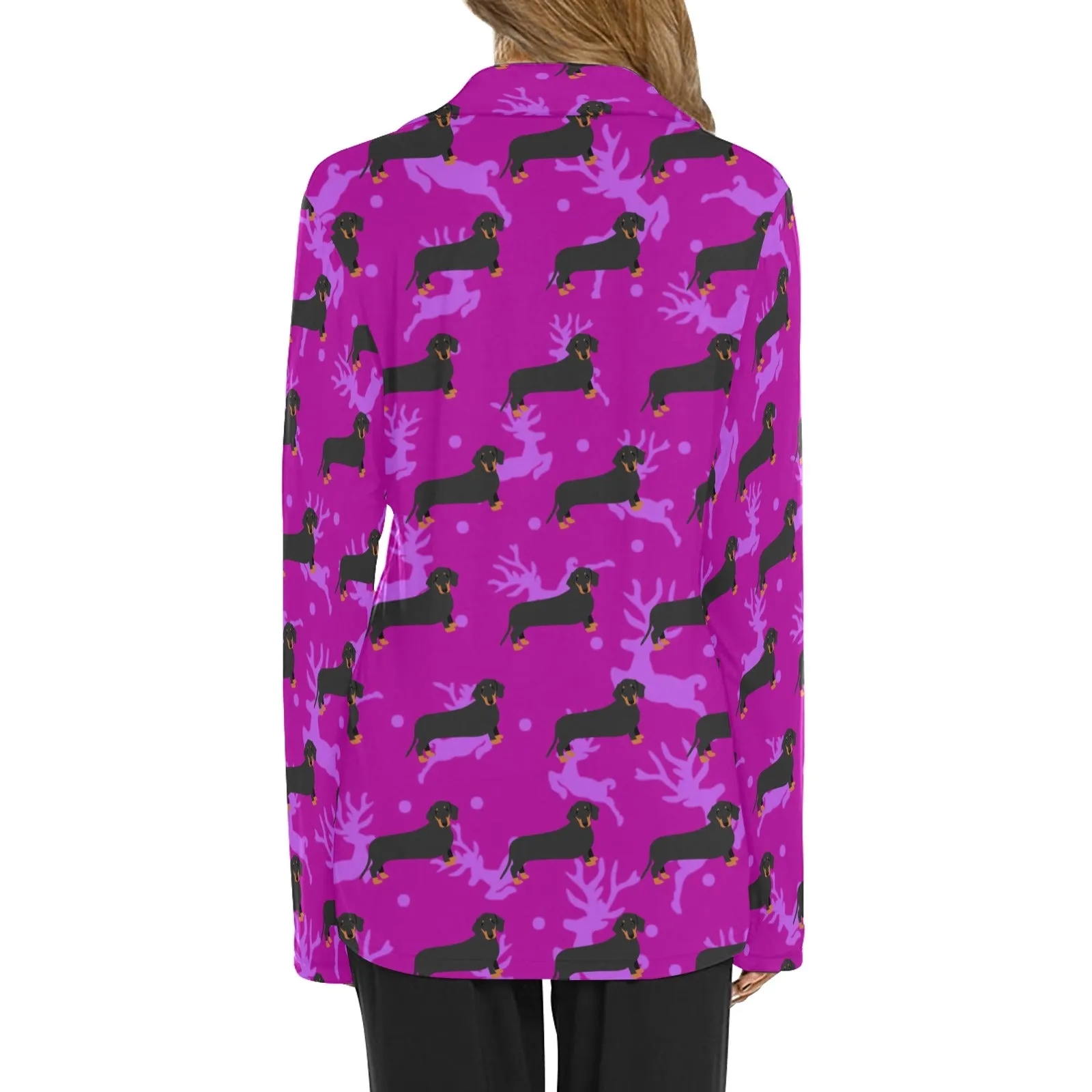 Dachshund Long PJ Top - Holiday