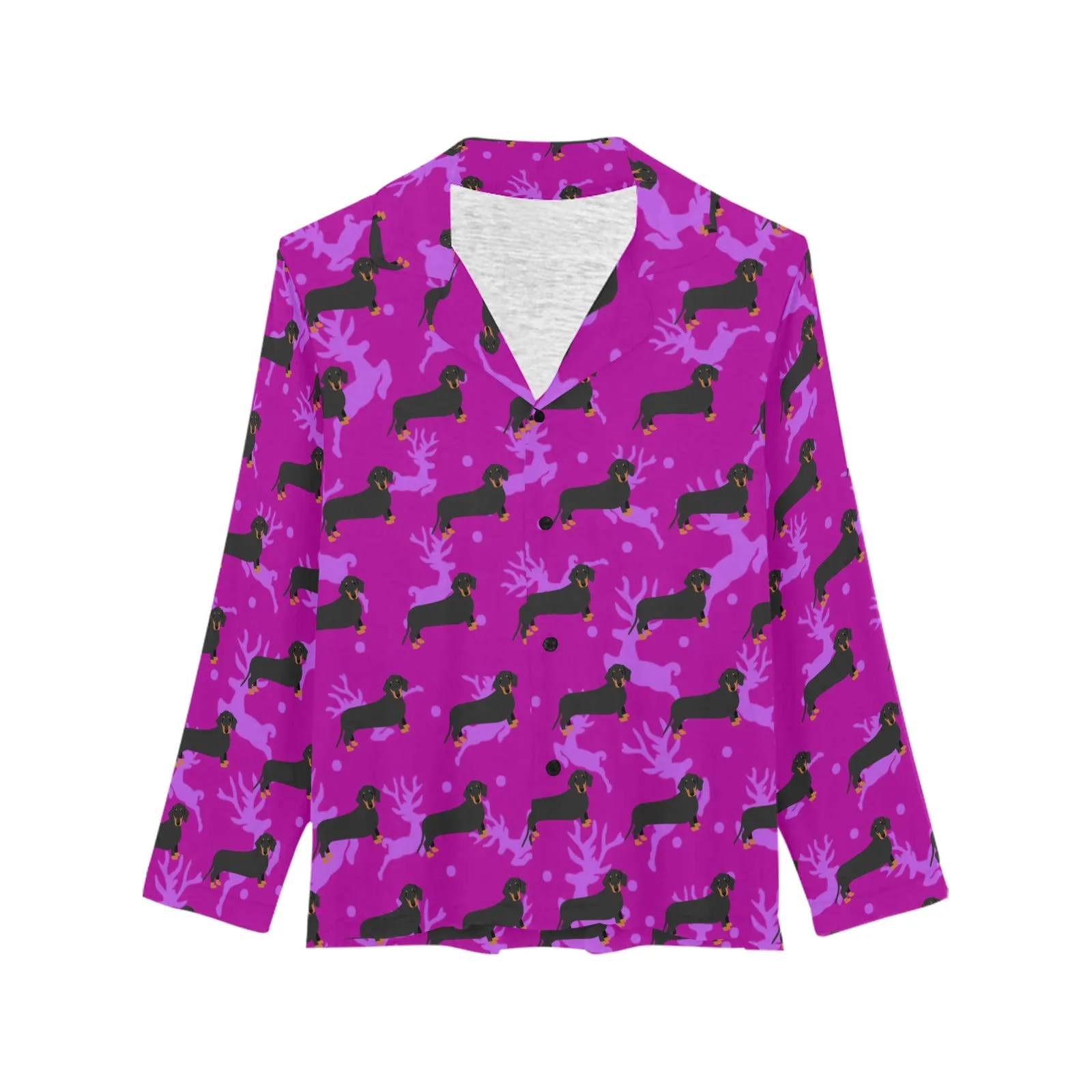 Dachshund Long PJ Top - Holiday