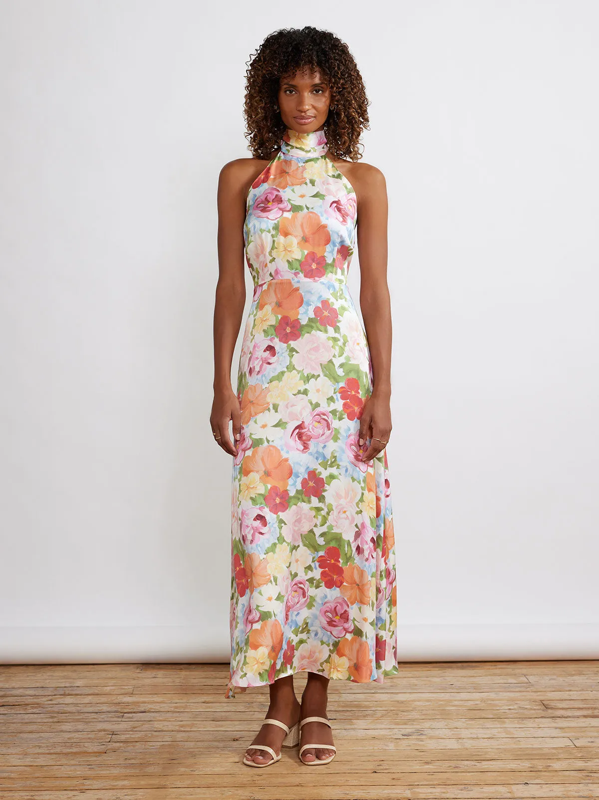 Dakota Painted Floral Halterneck Maxi Dress