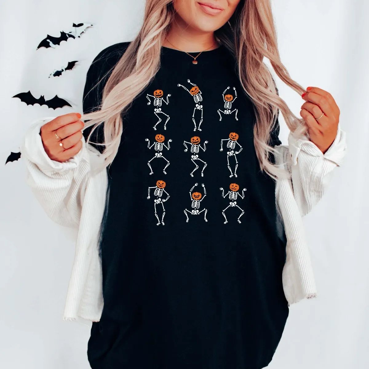 Dancing Skeletons Wholesale Bella Graphic Tee - Quick Shipping