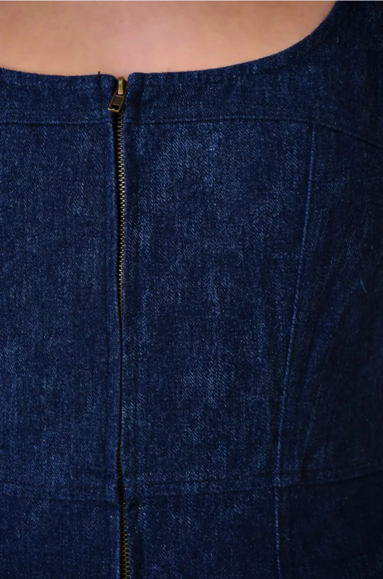 Dark Denim Zipper Mini Dress