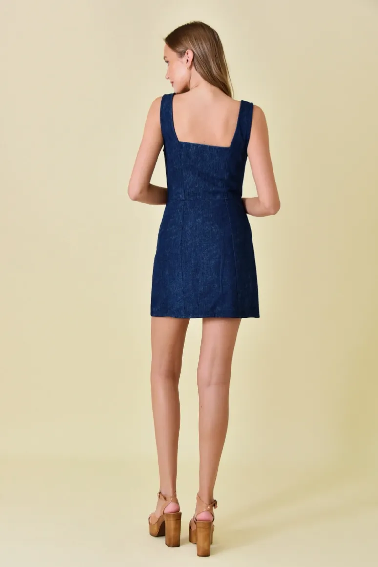 Dark Denim Zipper Mini Dress