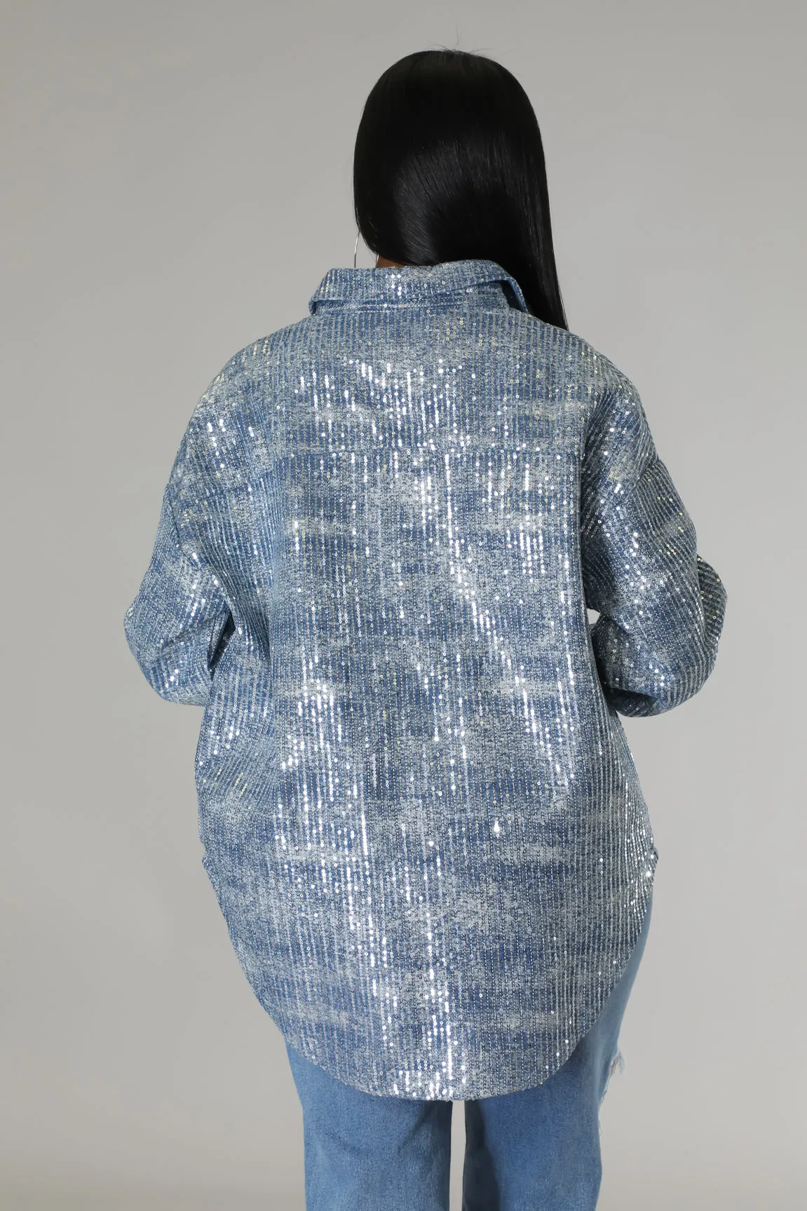Denim Blue Sequin Top