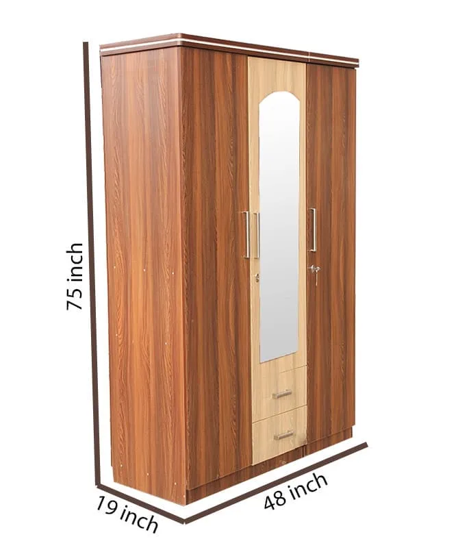 Designer Three Door With Mirror Wardrobe