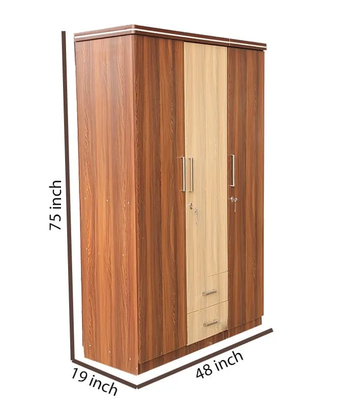 Designer Three  Door Without Mirror Wardrobe