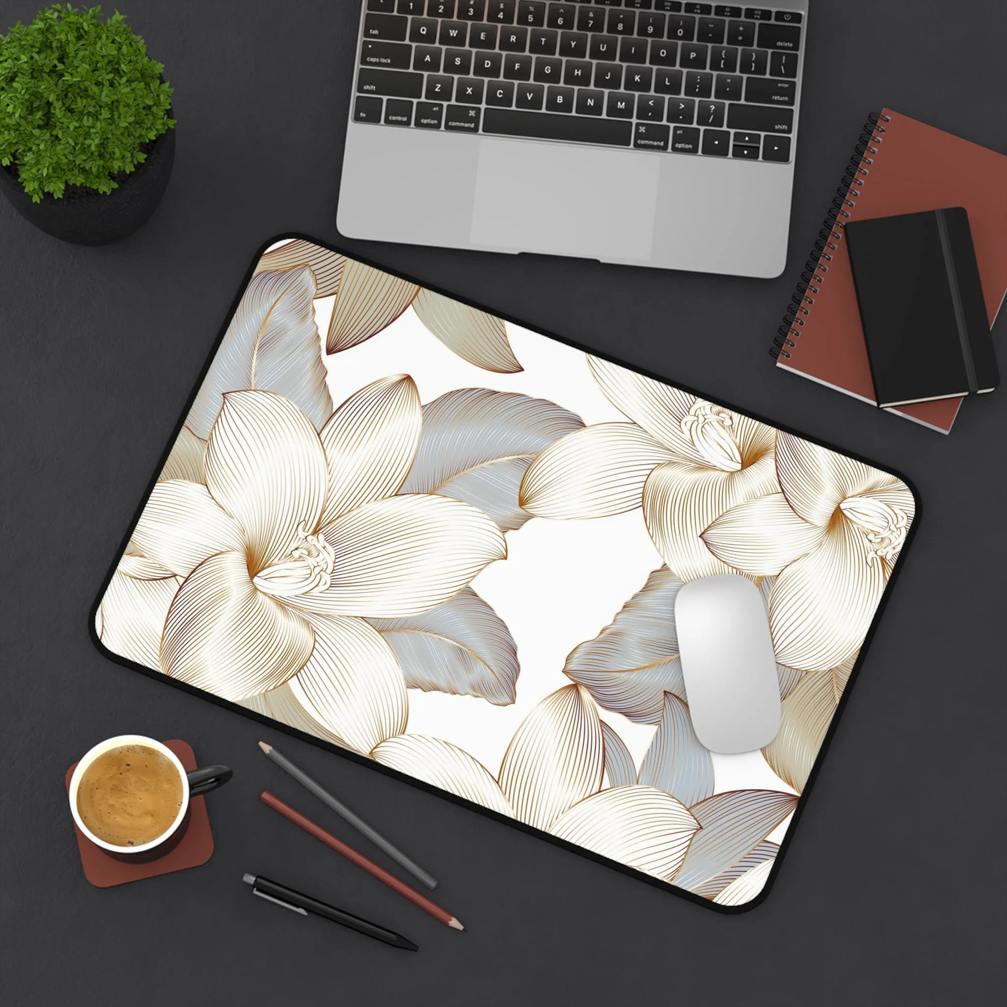 Desk Mat - Vivid Gold Fall Flower Computer Pad