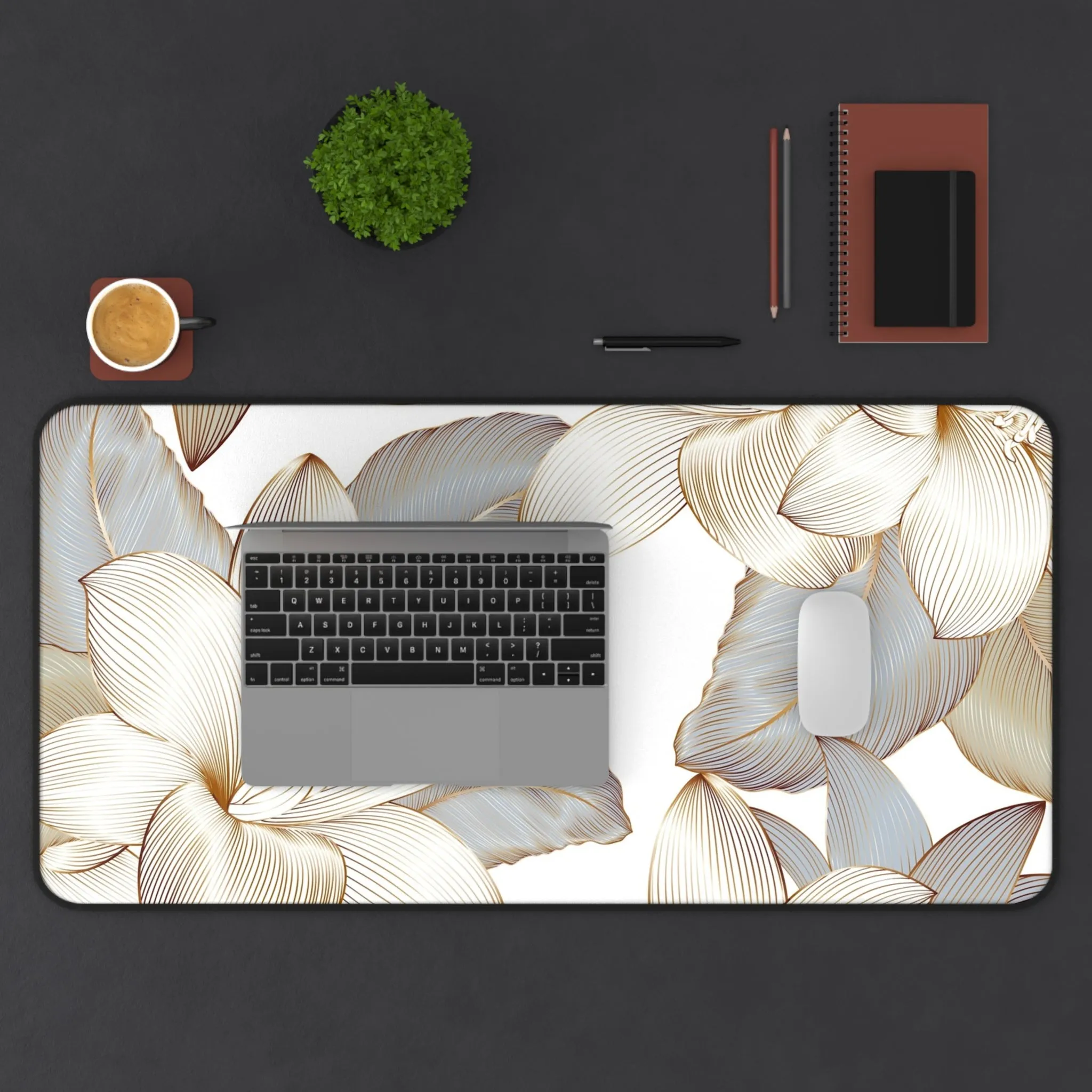 Desk Mat - Vivid Gold Fall Flower Computer Pad