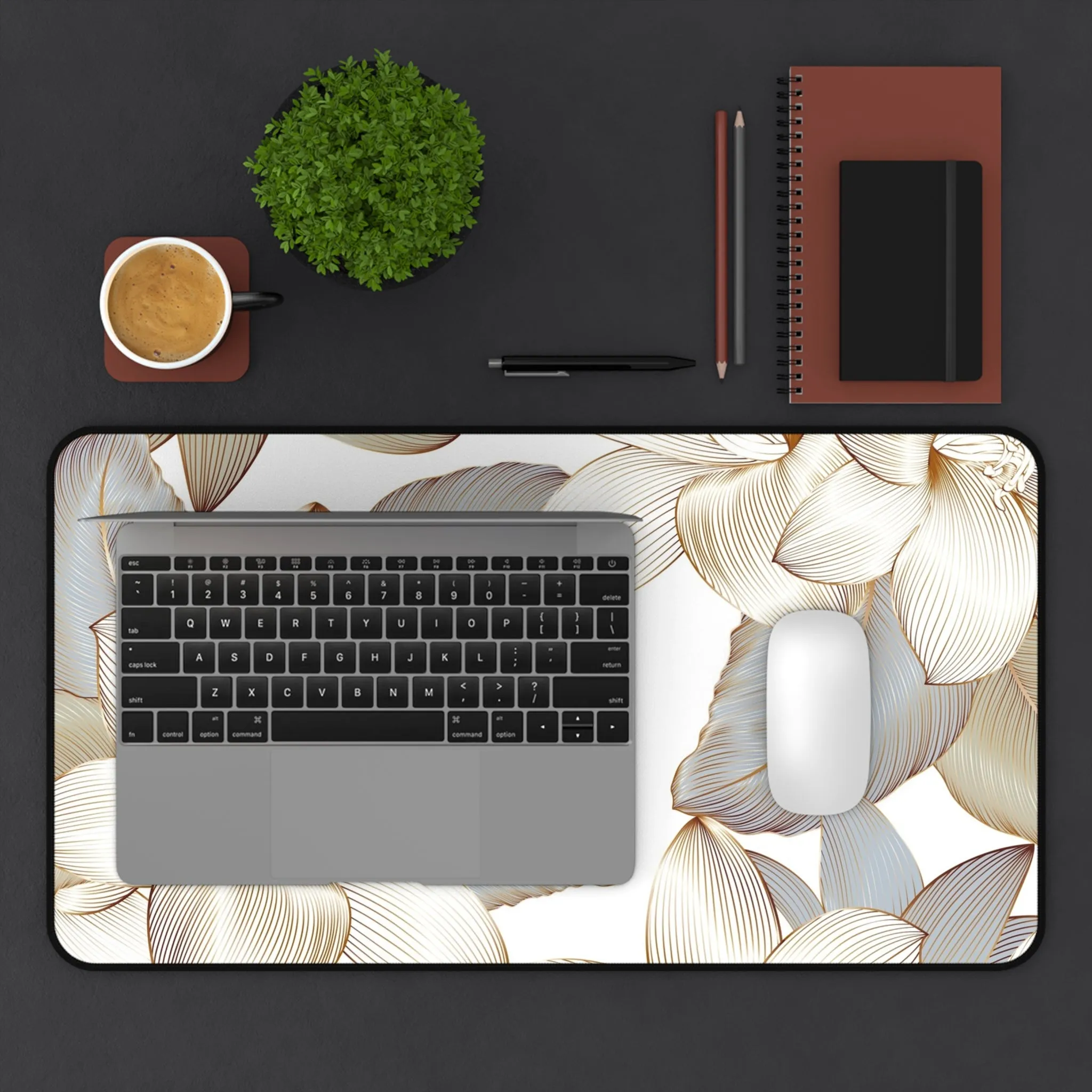 Desk Mat - Vivid Gold Fall Flower Computer Pad