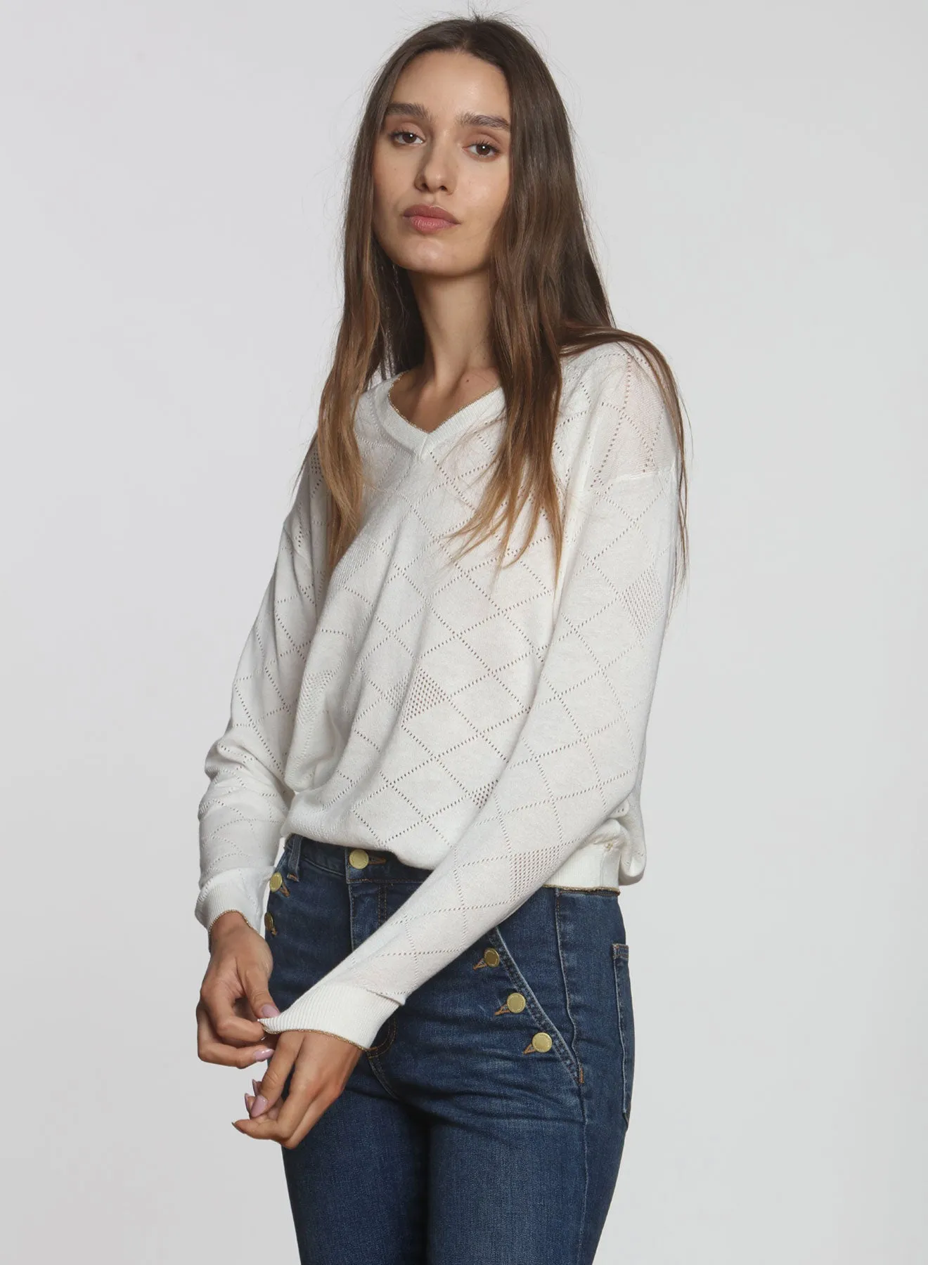 Diamond Mesh Vee - White