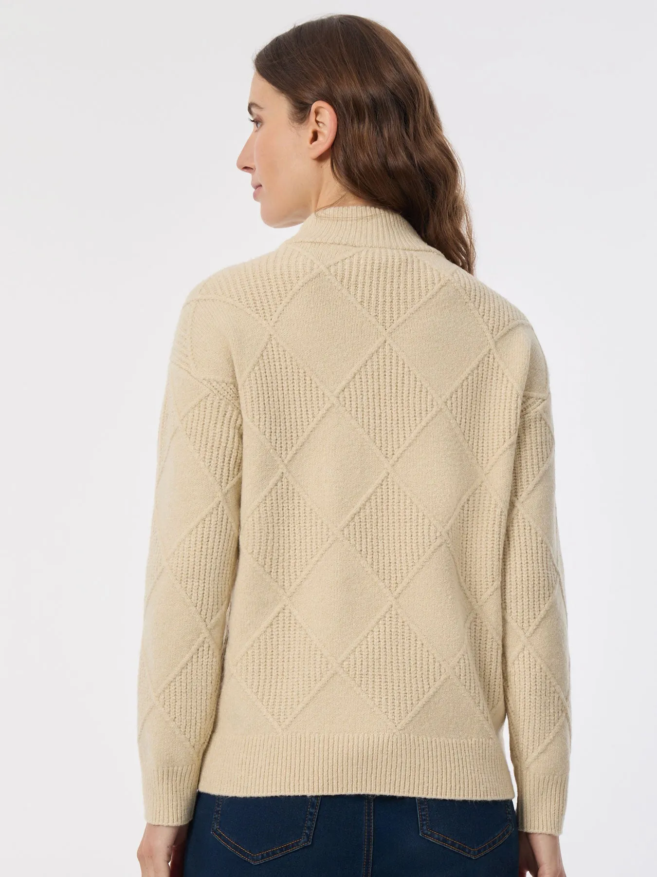 Diamond Stitch Mock Neck Sweater