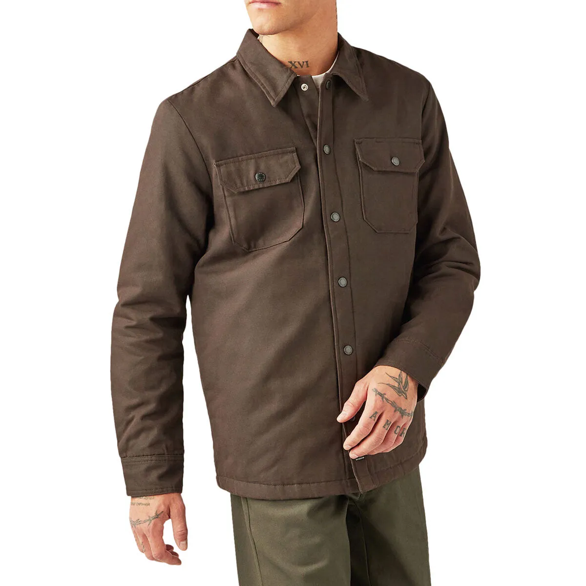 Dickies Lined Duck Snap Heavyweight Shirt Jacket - Dark Brown