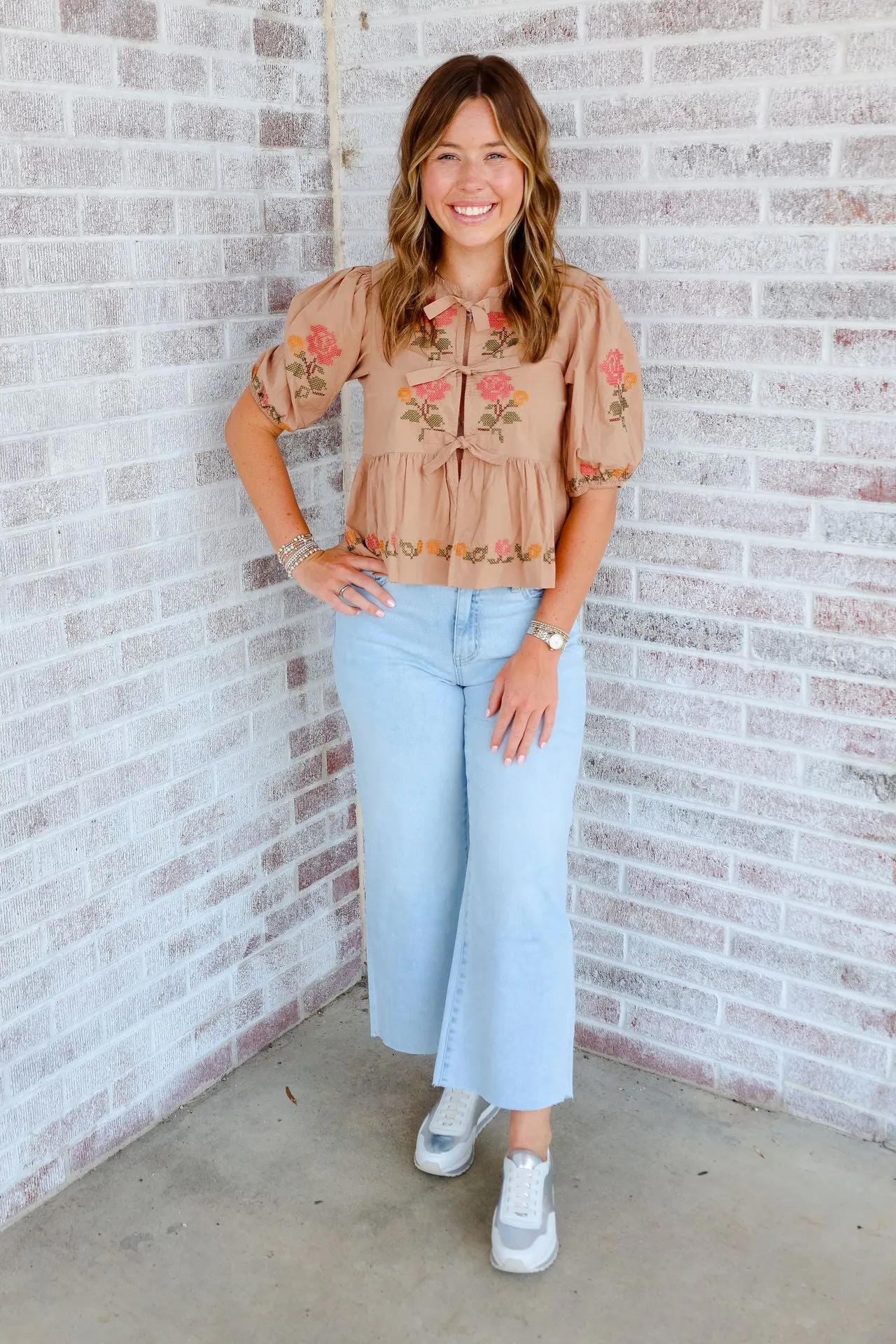 Different Life Poplin Self Tie Peplum Top