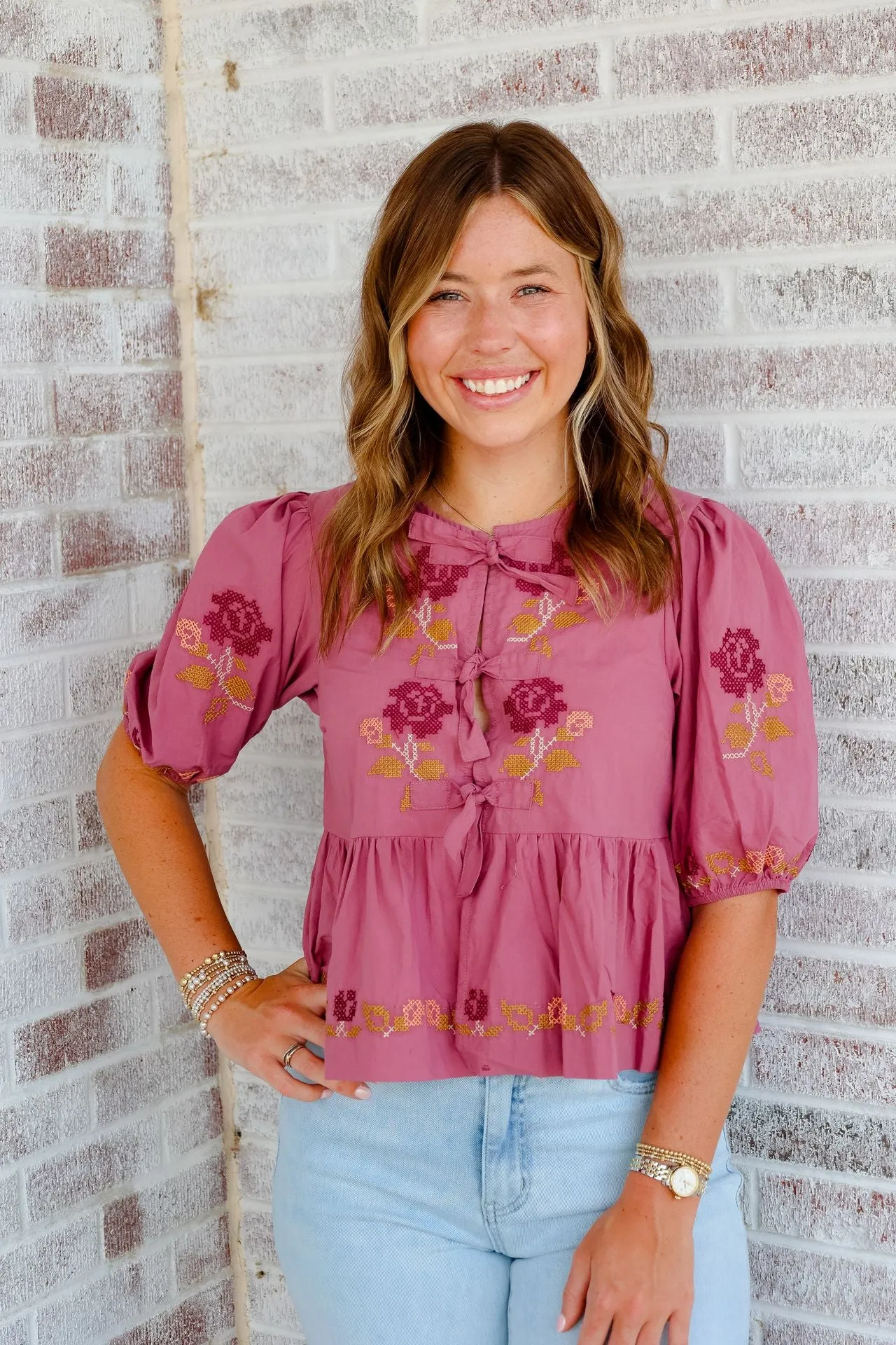 Different Life Poplin Self Tie Peplum Top