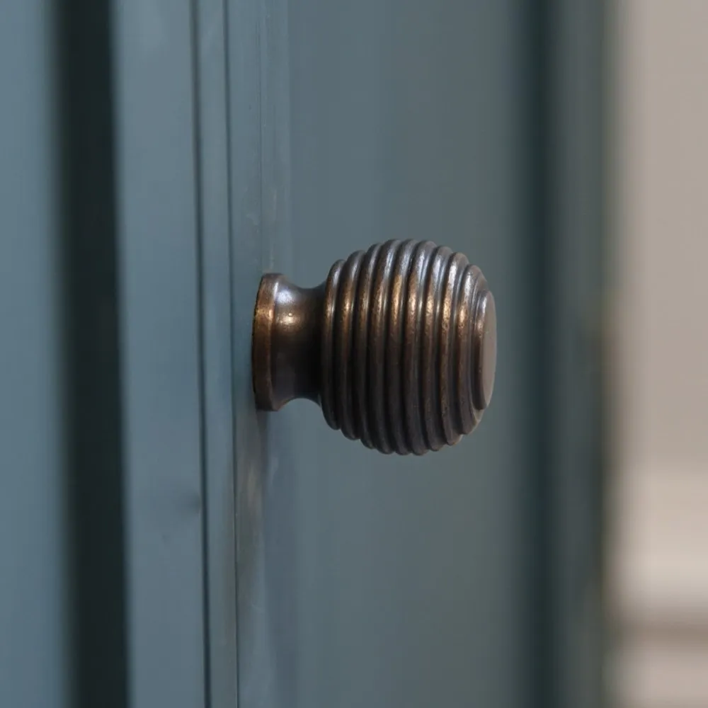 Distressed Antique Brass Queen Anne Beehive Cabinet Knob