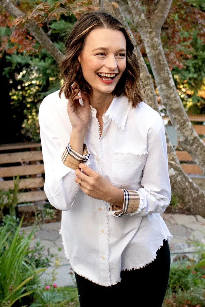 Dizzy Lizzie Cape Cod Shirt With BB Trim White