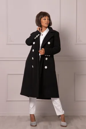 DOUBLE-BREASTED BLACK COAT
