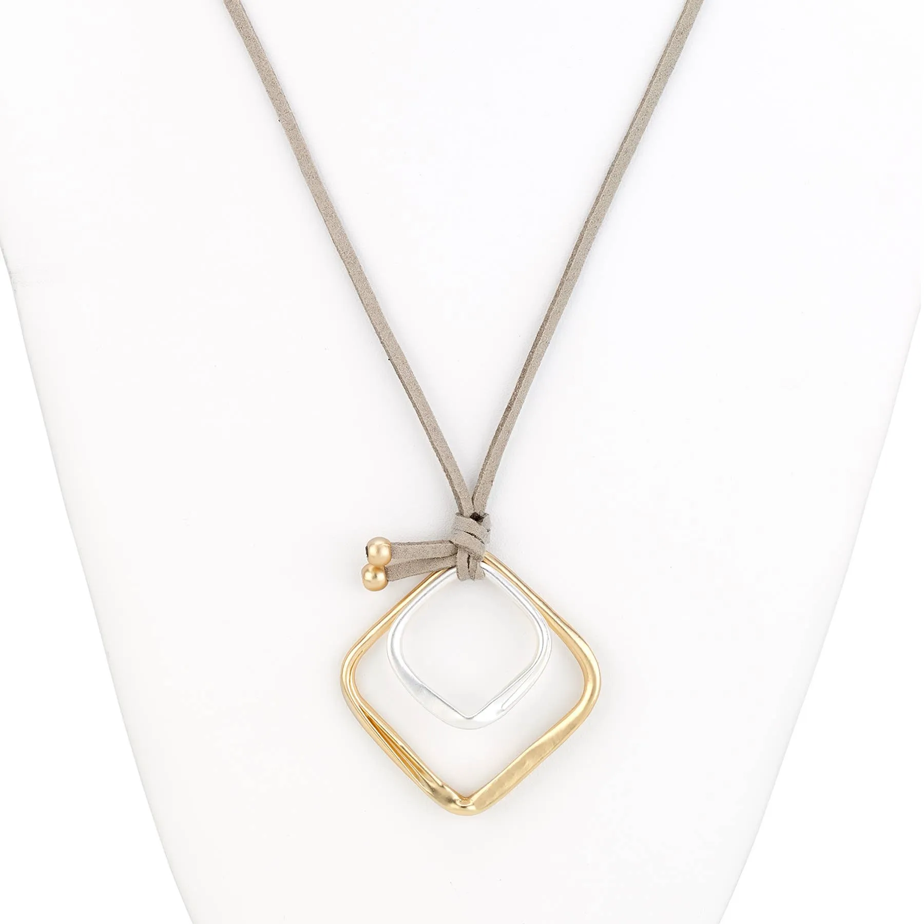 Double Square Long Leather Necklace