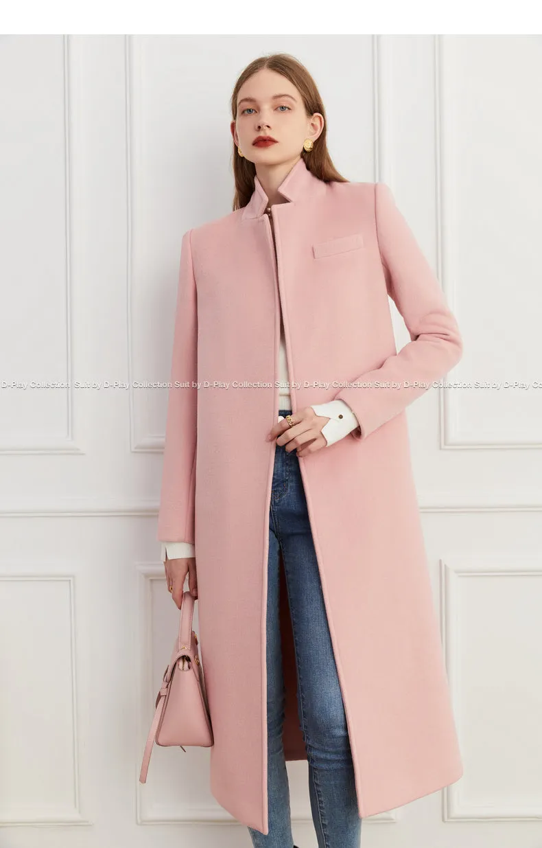 DPLAY winter tweed coat double-breasted wide belt coat - Natti