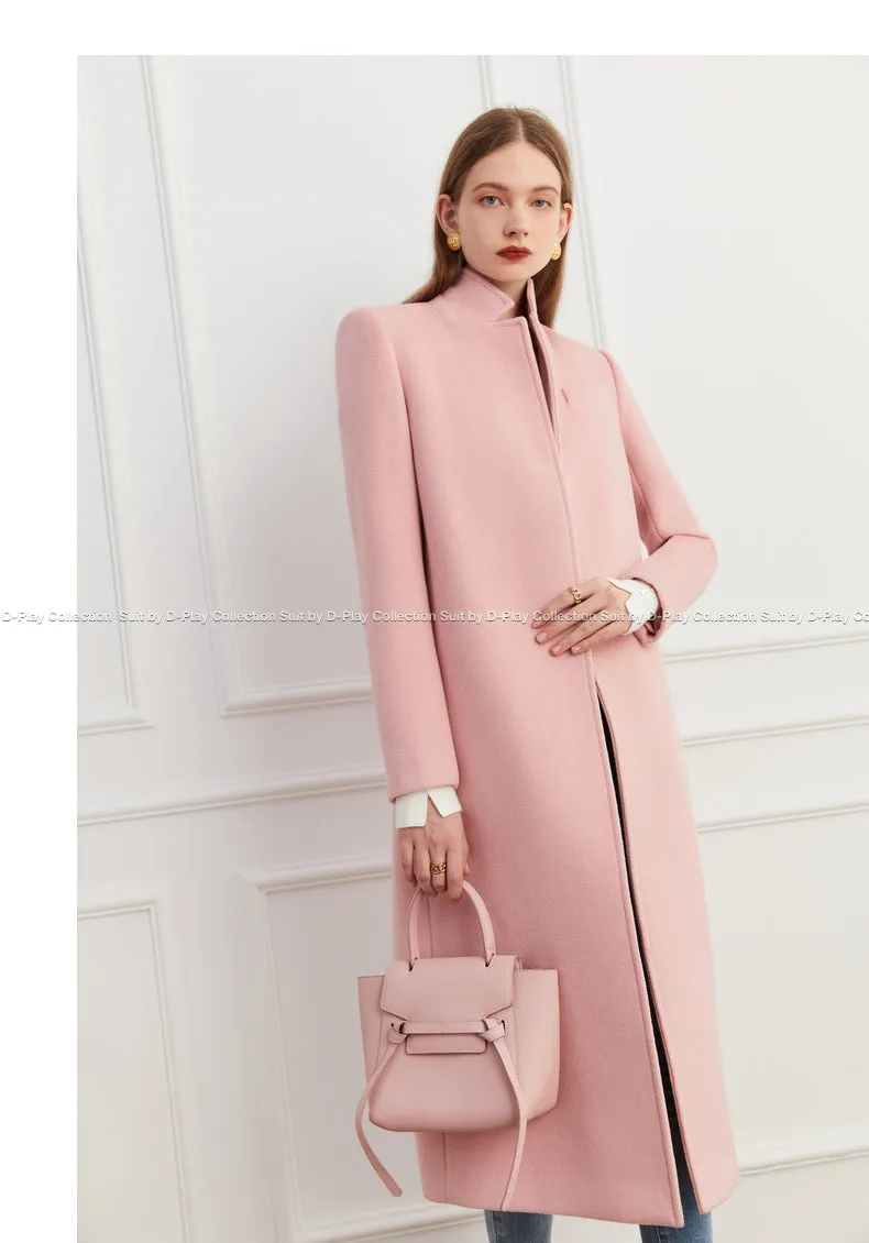 DPLAY winter tweed coat double-breasted wide belt coat - Natti