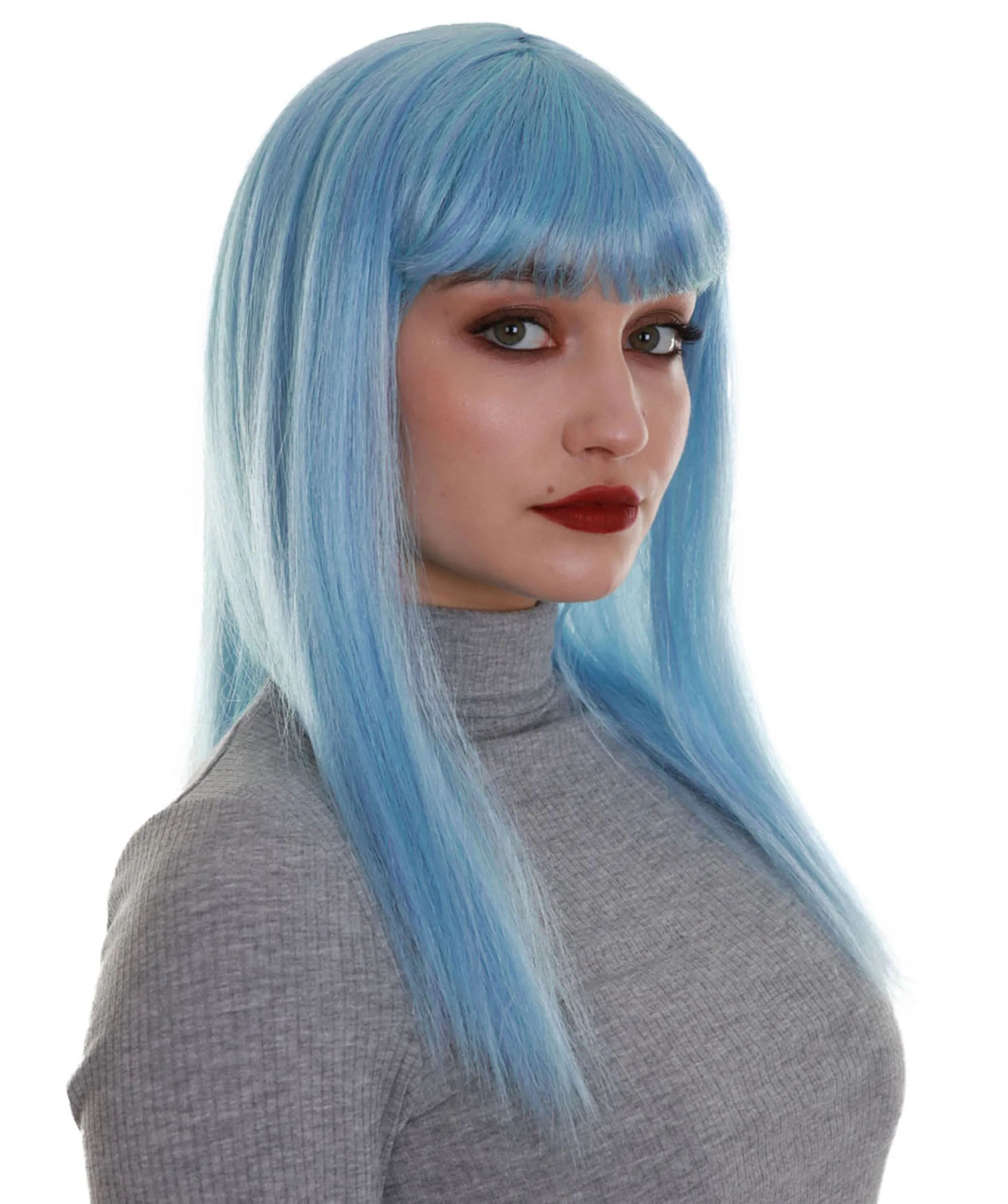 Dreamcicle | Women's Icy Blue Color Straight Shoulder Length Trendy Dreamcicle Wig