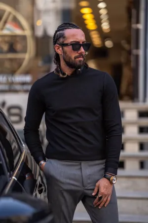 Elegant Black Crewneck Sweater