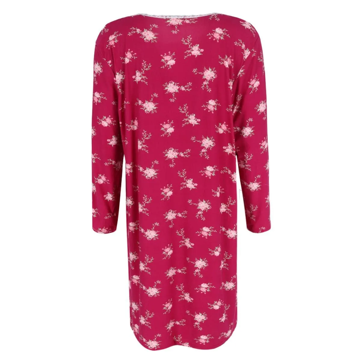 Elegant Emily Women's Plus Size Floral Lace Long Sleeve Sleep Gown