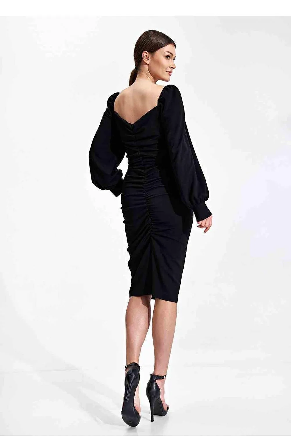 Elegant Midi Cocktail Dress with Buffet Sleeves