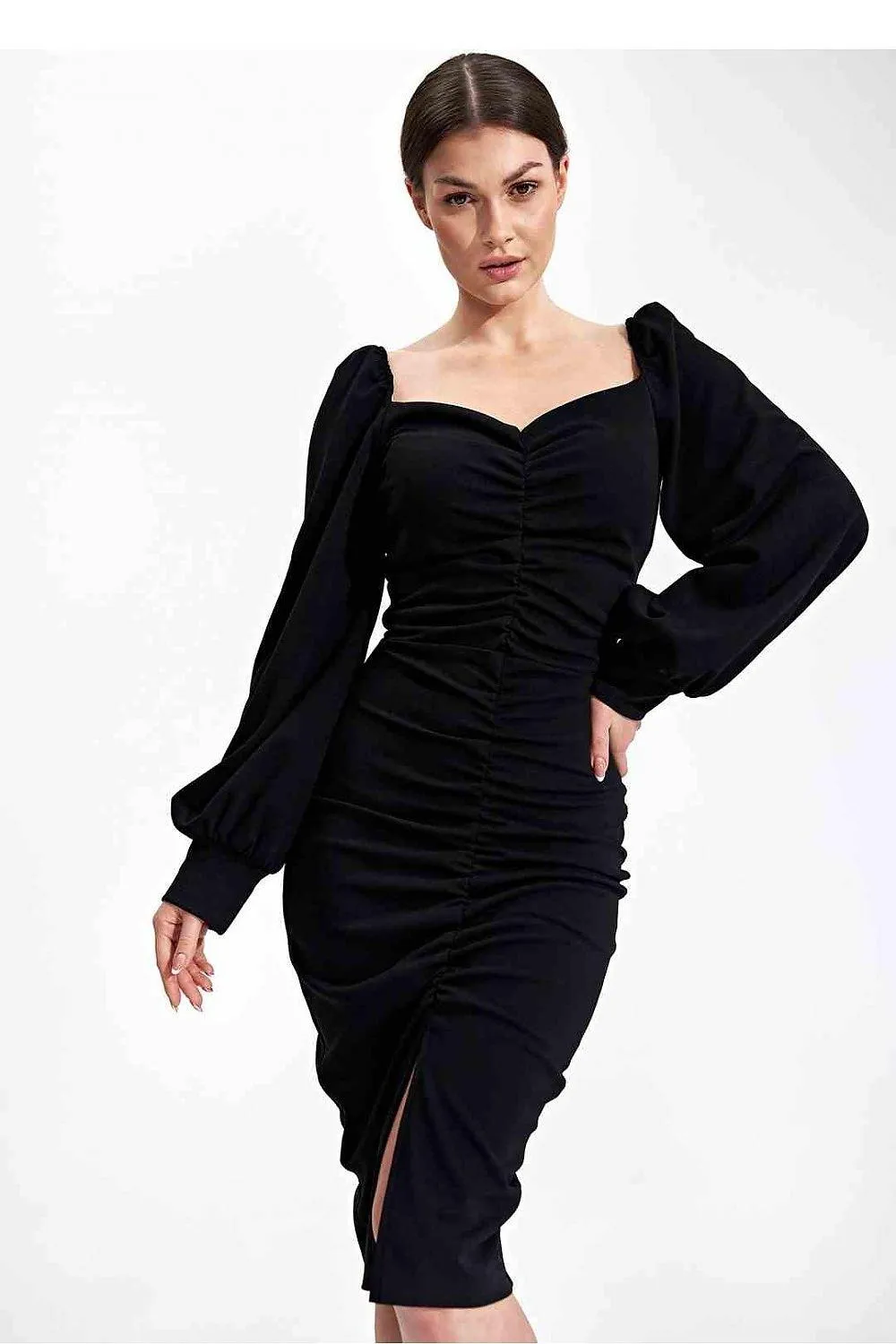 Elegant Midi Cocktail Dress with Buffet Sleeves