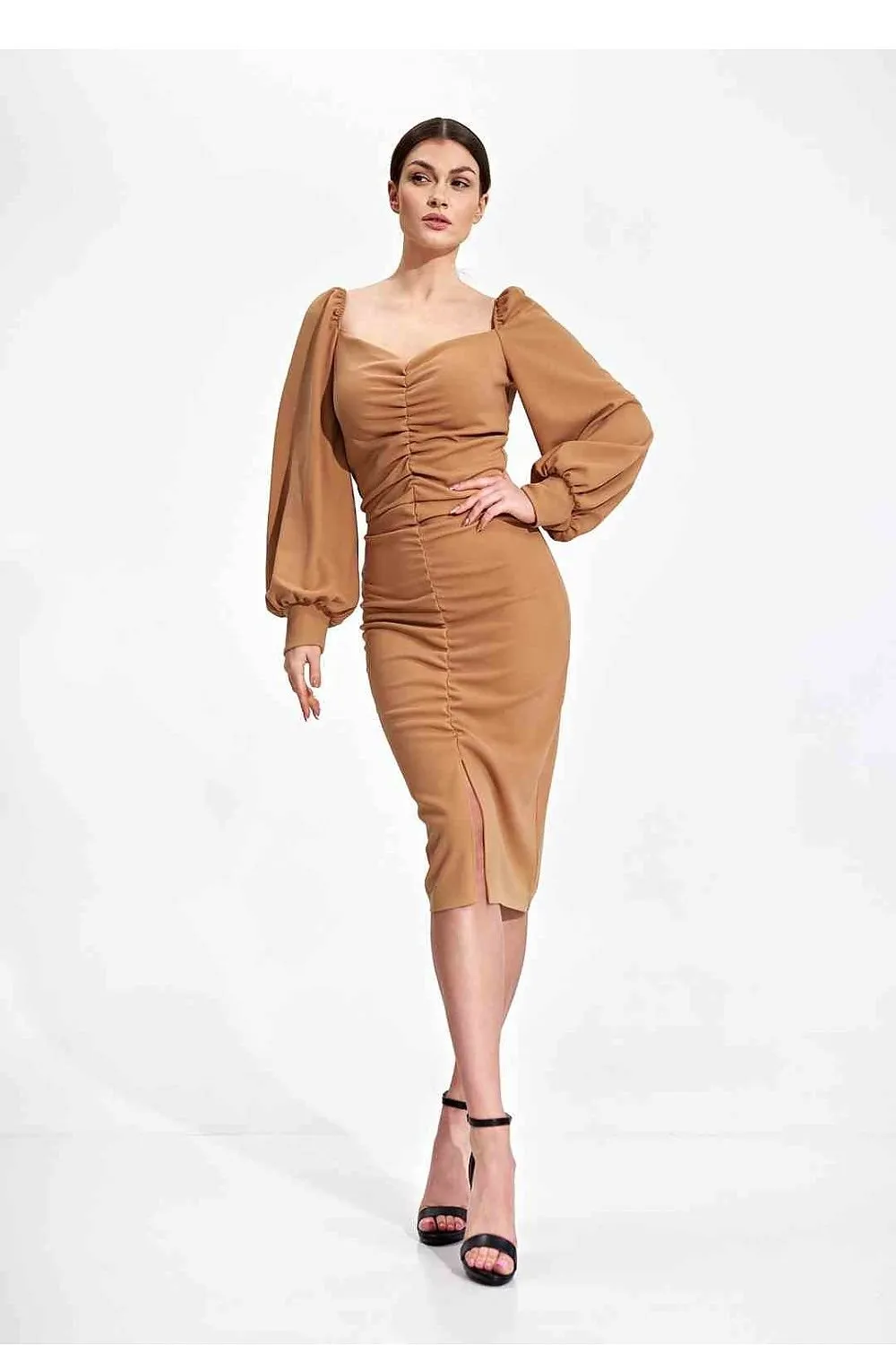 Elegant Midi Cocktail Dress with Buffet Sleeves