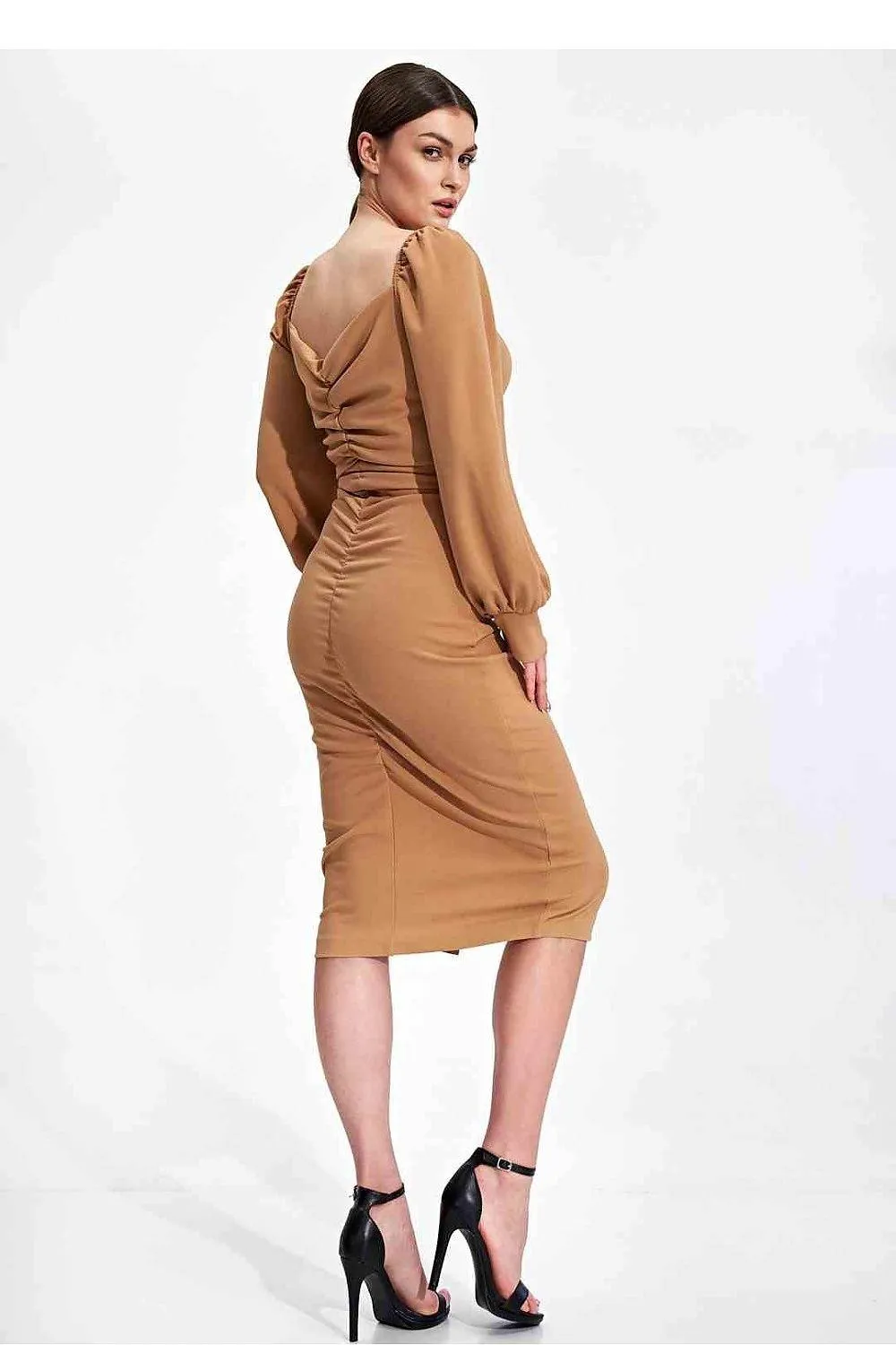 Elegant Midi Cocktail Dress with Buffet Sleeves