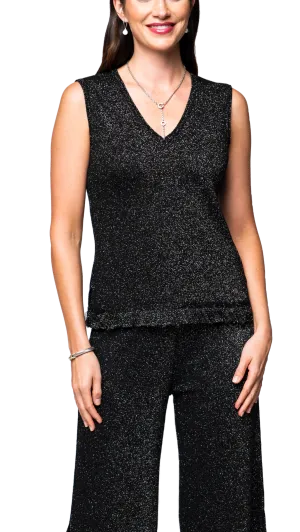 Emma Shimmer Sleeveless Top - Black Shimmer
