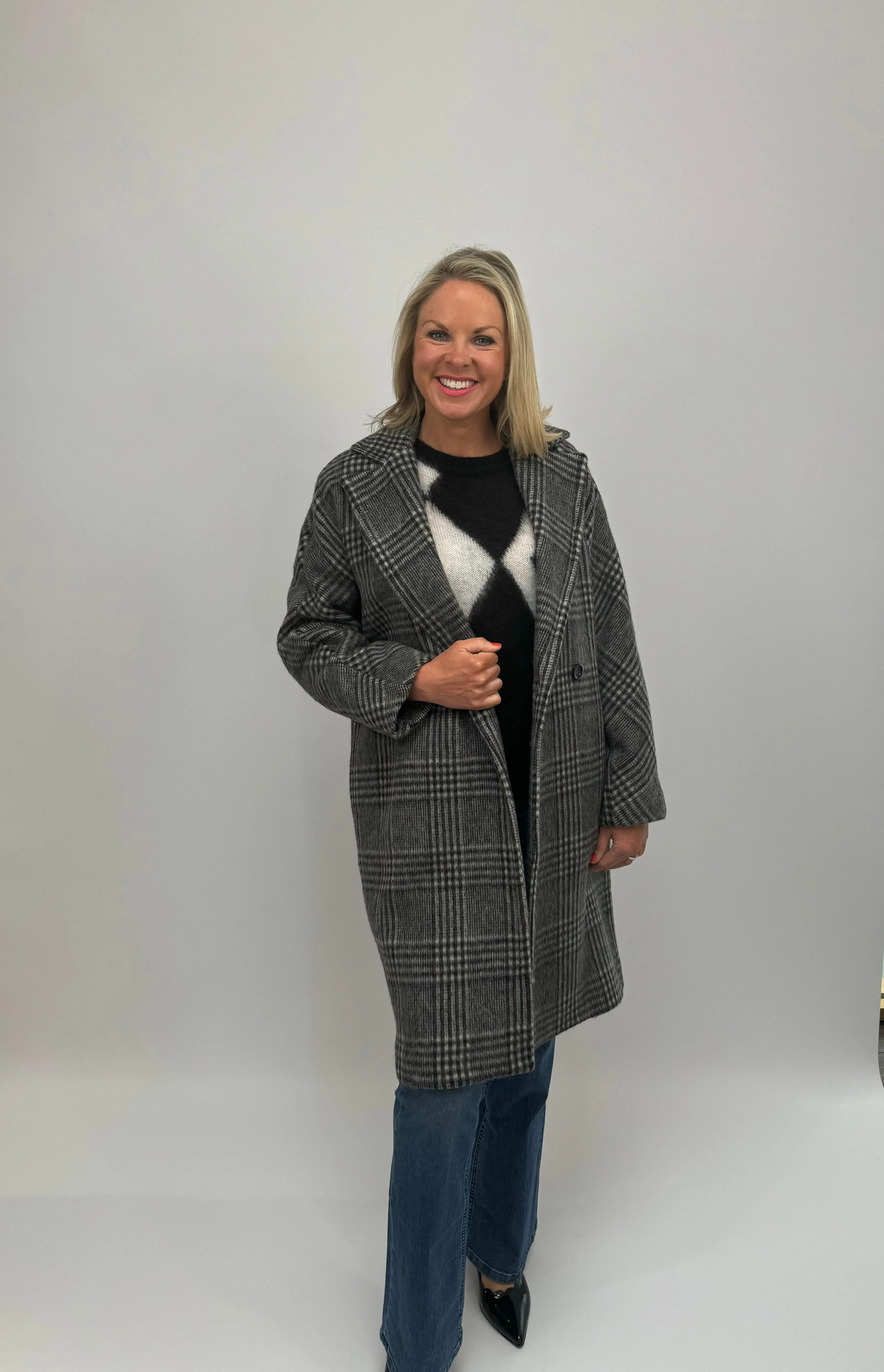 EMME Grey Check Coat