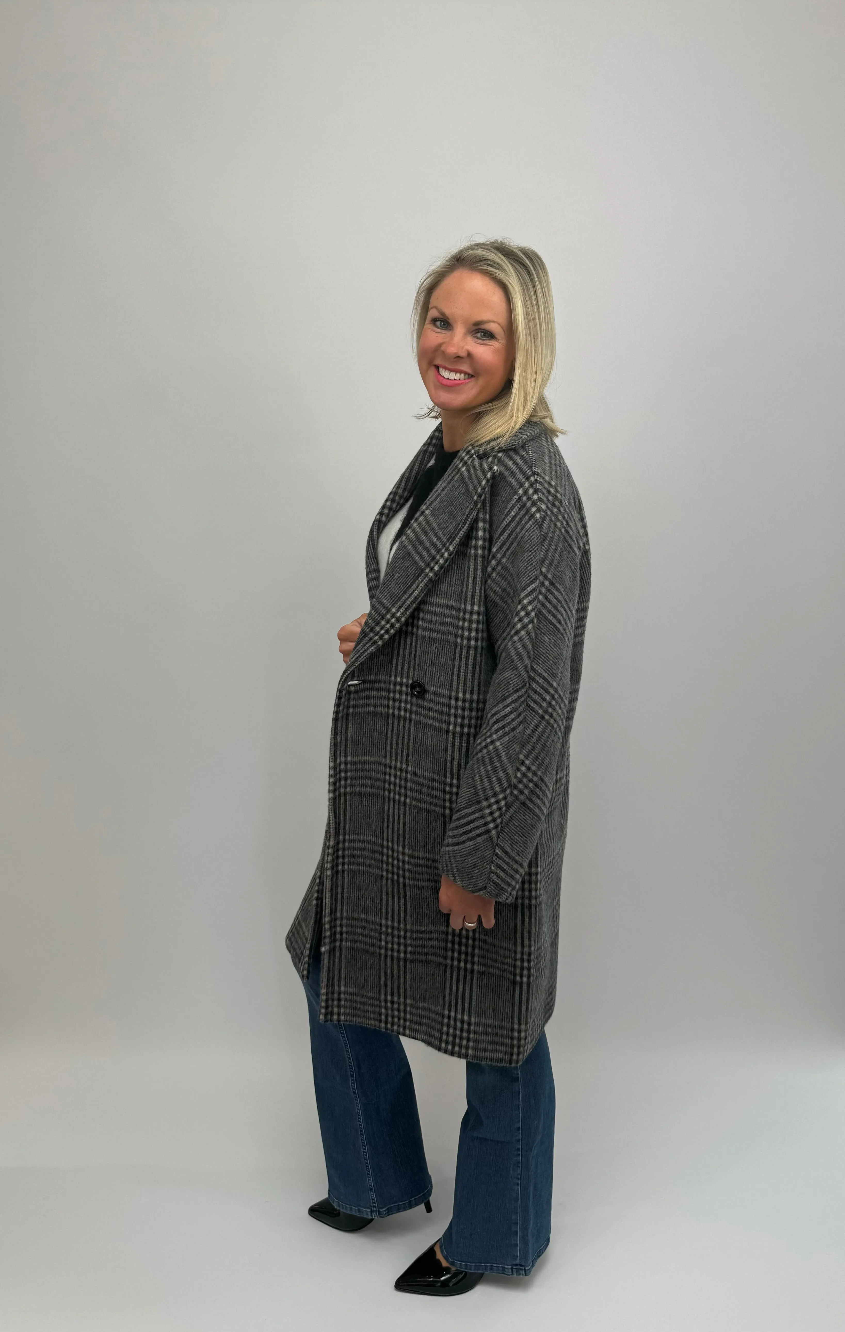 EMME Grey Check Coat