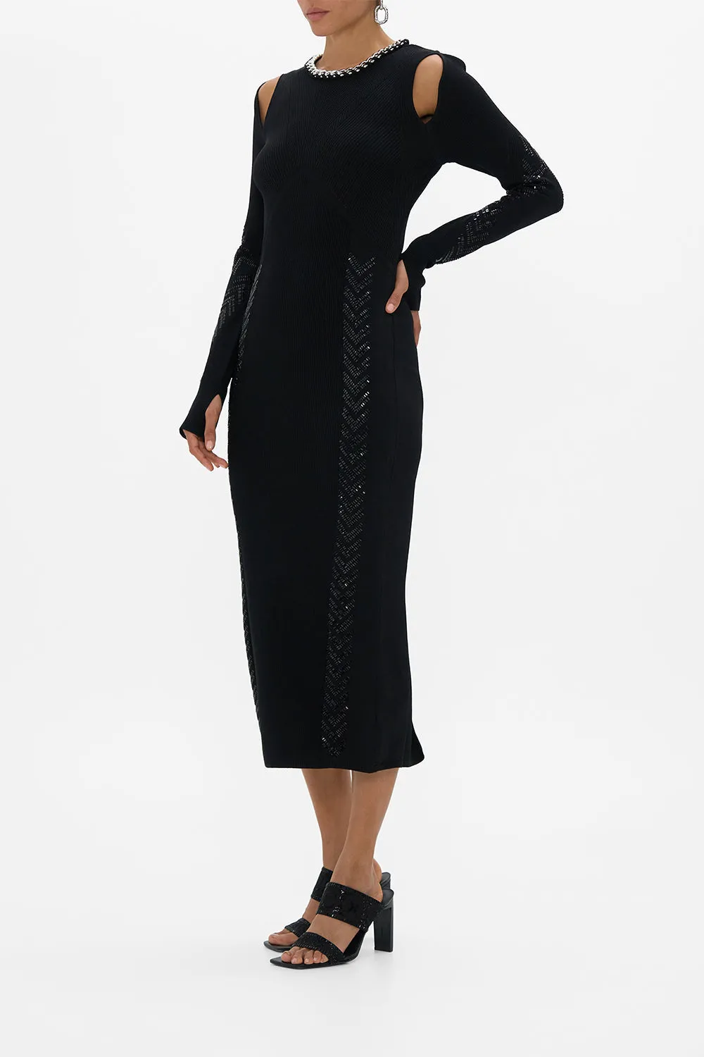 ENGINEERED CUT OUT LONG KNIT DRESS CARTOUCHE KINGDOM