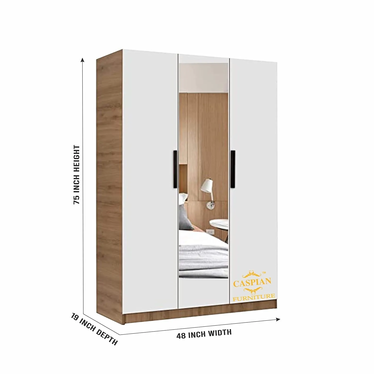 Engineered Wood 3 Door Wardrobe with Drawer, Shelves & Hanging Space for Clothes || Wooden Utility Cupboard