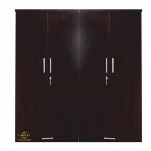 Engineered Wood 4 Door Wardrobe with Locker, Drawers and Hanging Space for Bedroom, Clothes - Black Wenge Finish, 75 x 60 x 19 Inch