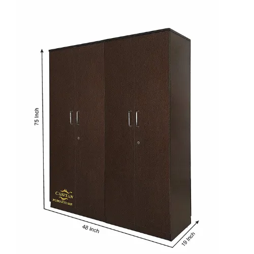 Engineered Wood 4 Door Wardrobe with Shelves and Hanging Space for Clothes || Wooden Storage Cupboard