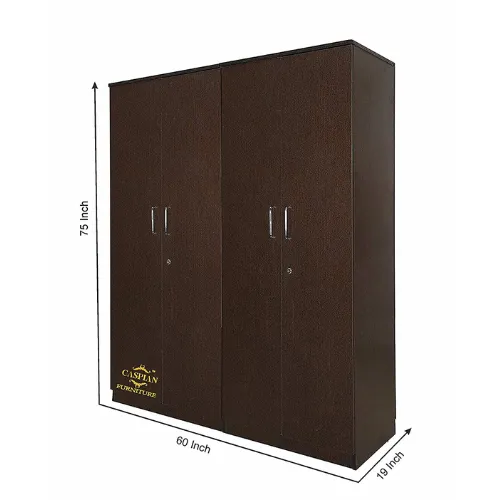 Engineered Wood 4 Door Wardrobe with Shelves and Hanging Space for Clothes || Wooden Storage Cupboard