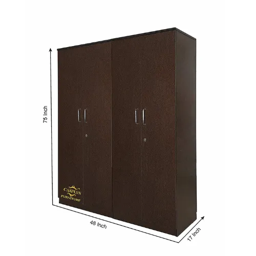 Engineered Wood 4 Door Wardrobe with Shelves and Hanging Space for Clothes || Wooden Storage Cupboard