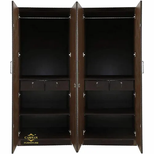 Engineered Wood 4 Door Wardrobe with Shelves and Hanging Space for Clothes || Wooden Storage Cupboard