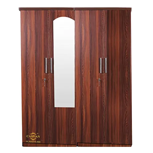 Engineered Wood Bedroom Cupboard with 4 Drawers & 5 Shelves || 4 Door Wooden cabinet/Wardrobe with Mirror & Hanging Space for Clothes