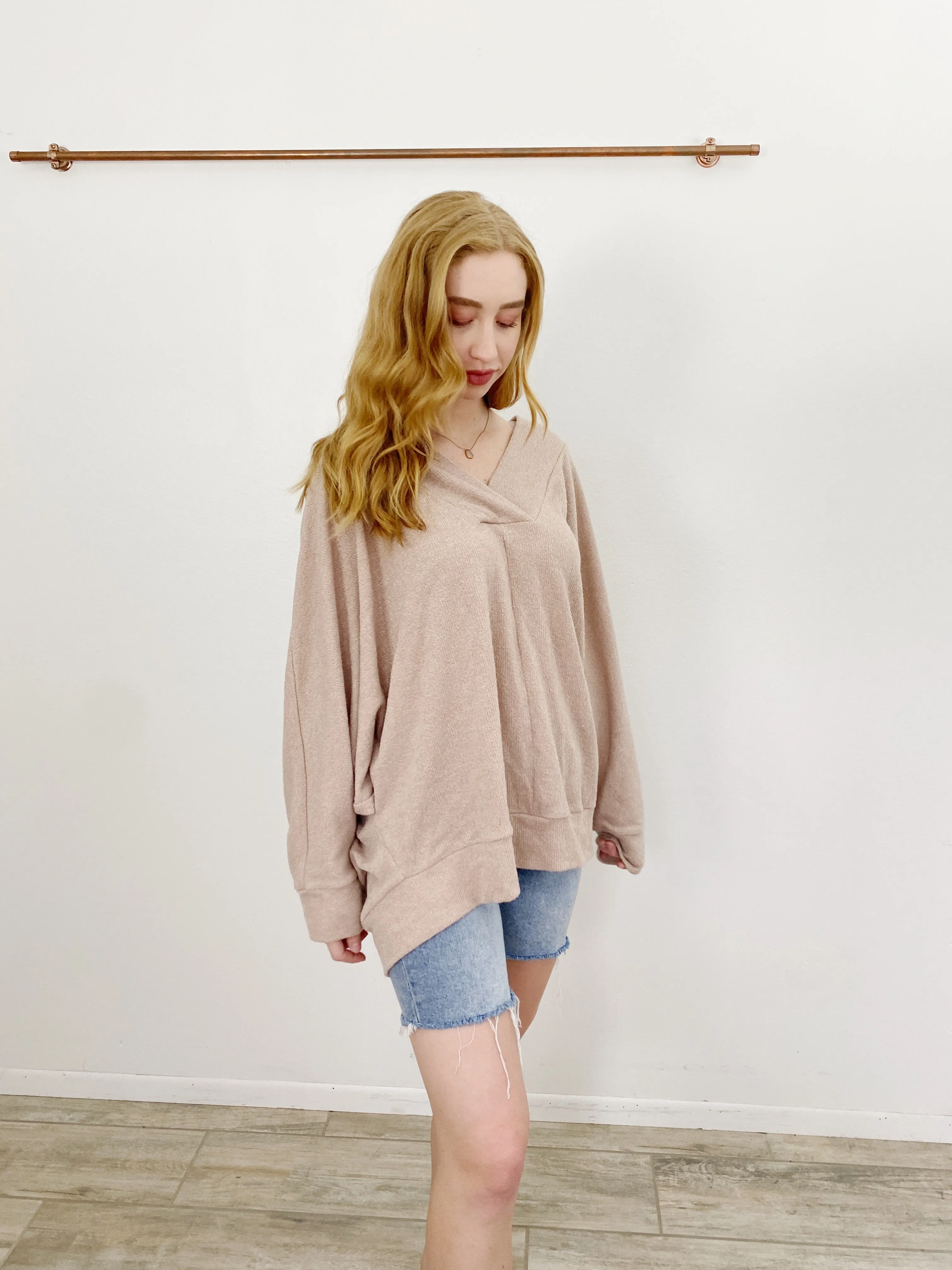 Entro Solid Beige Sweater 1X