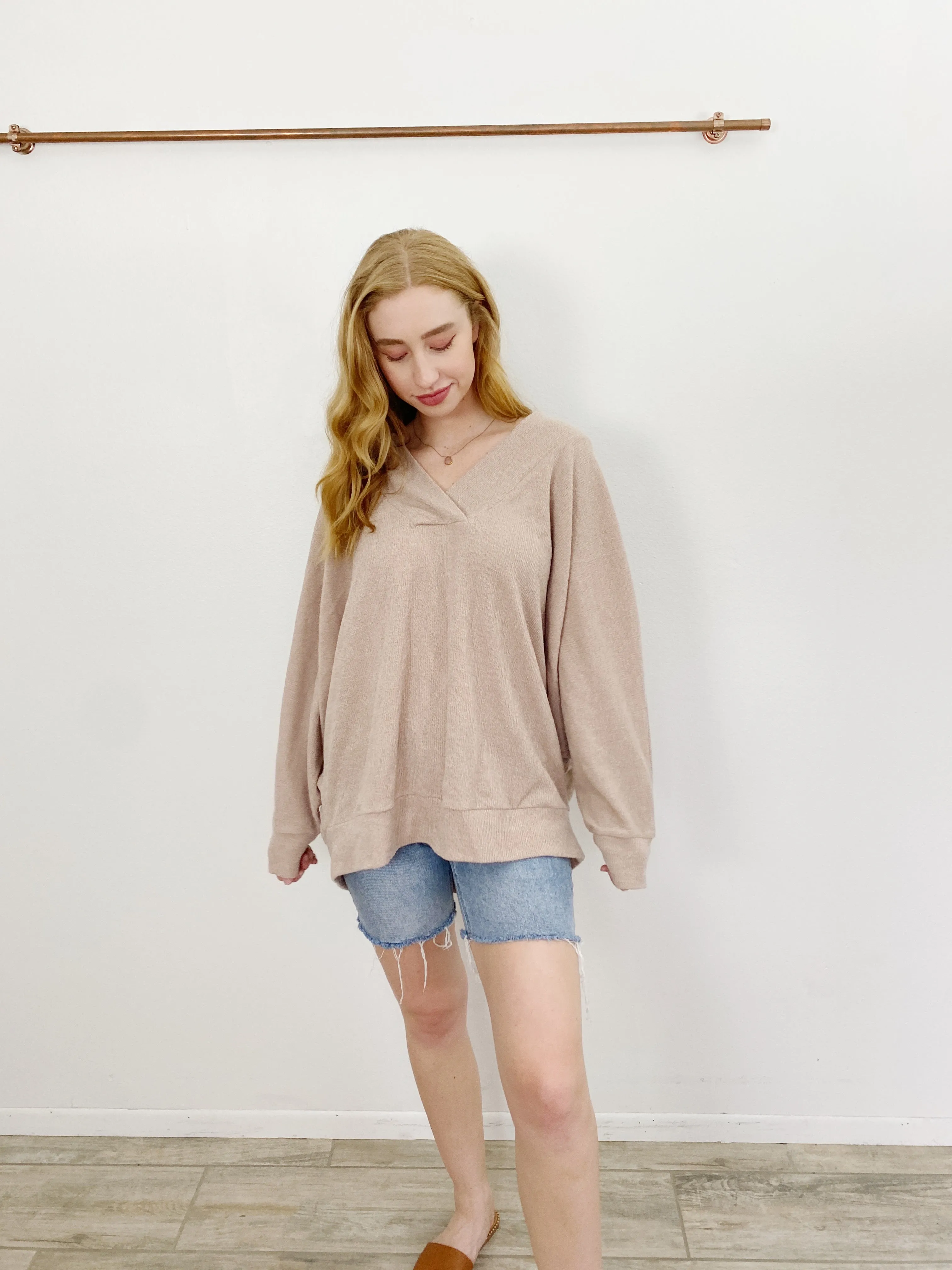 Entro Solid Beige Sweater 1X