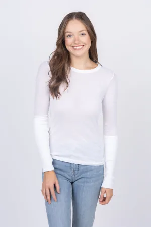 Enza Costa Cuffed Crew in White