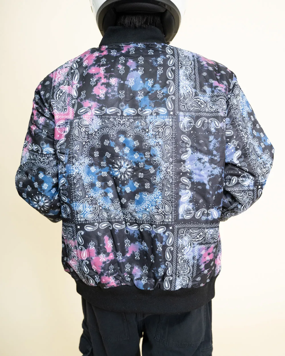 EPTM TIE DYE BANDANA BOMBER JACKET-BLACK
