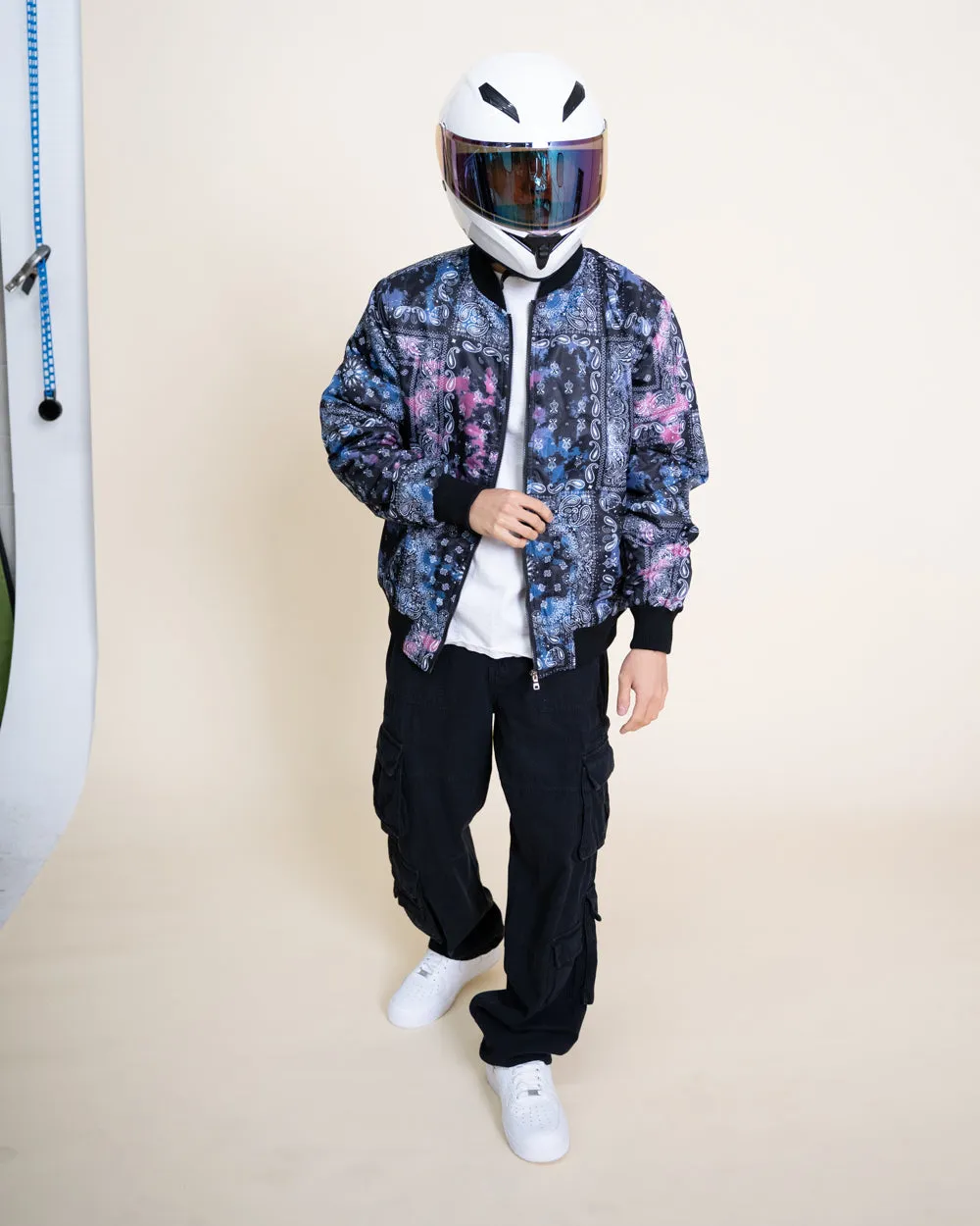 EPTM TIE DYE BANDANA BOMBER JACKET-BLACK