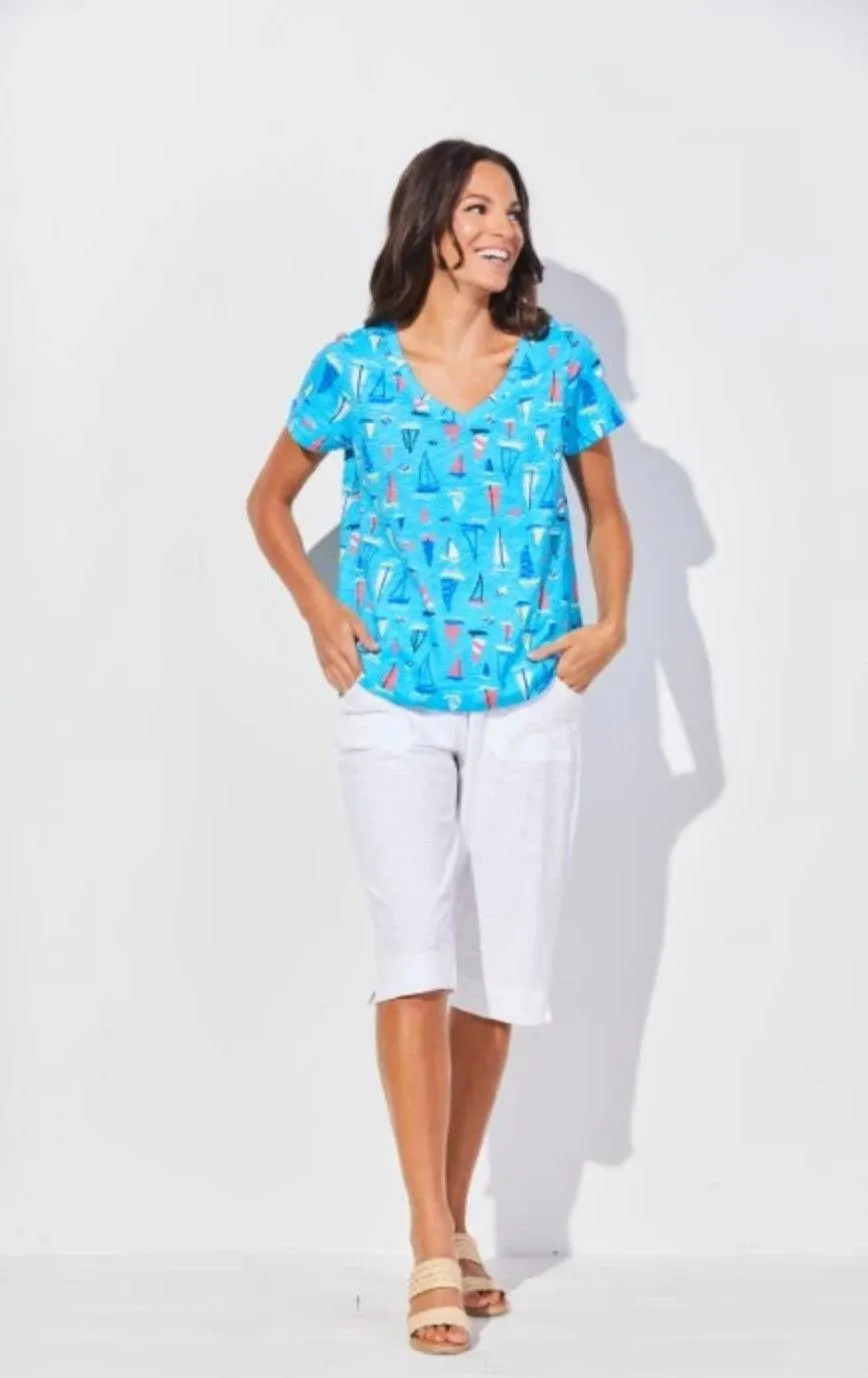 Escape Short Sleeve V-Neck Cotton Tee 10000